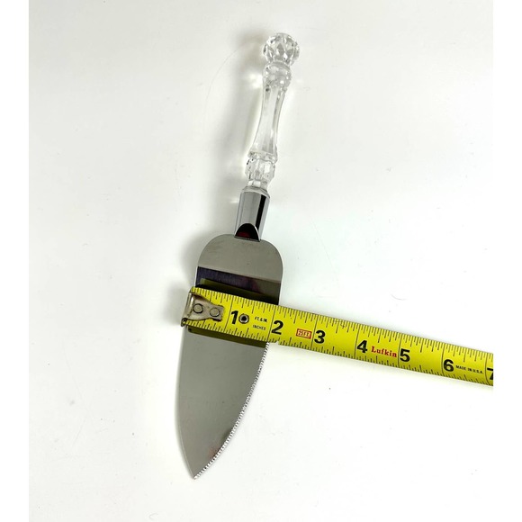 Clear Faceted Acrylic Cake Knife And Server Pretty Crystal Look Fancy Handles - Picture 7 of 12